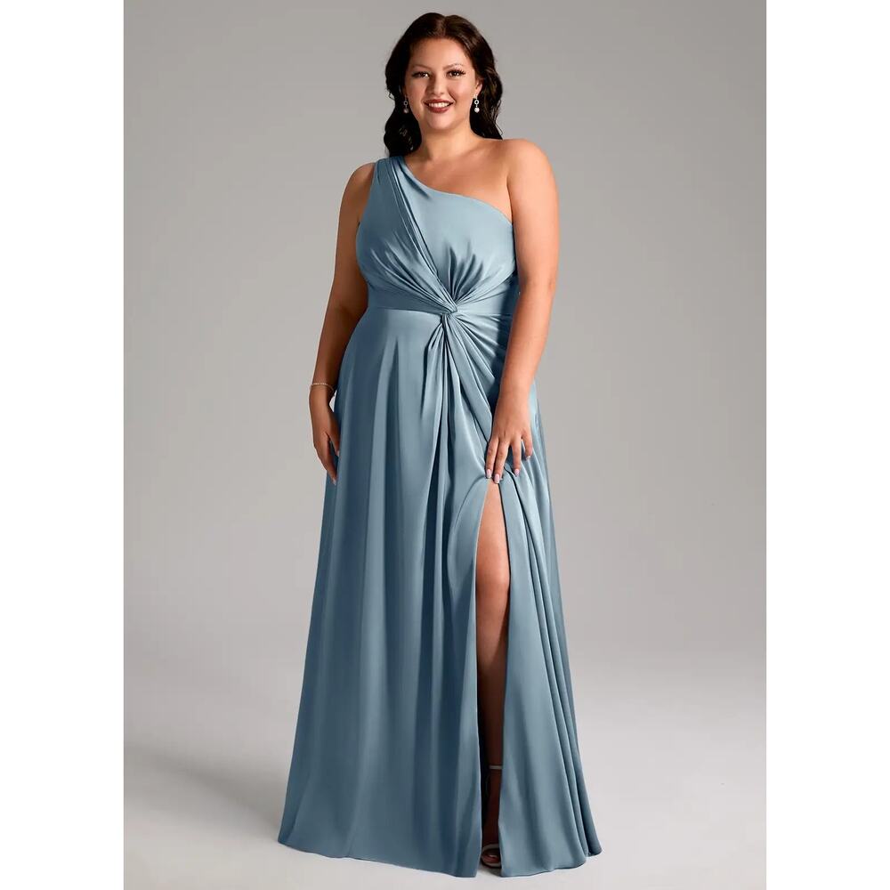 Azazie One-Shoulder Maxi Dress in Slate Blue